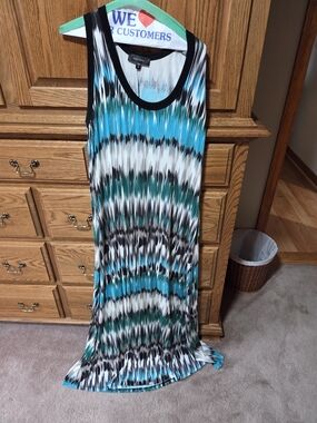 Karen Kane Woman Sleeveless Maxi Dress in Teal, Black & White